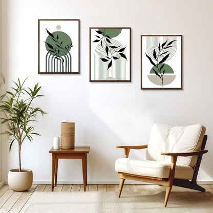 NymphFable Boho Leinwand Poster Set Salbei Grün 3er-Set