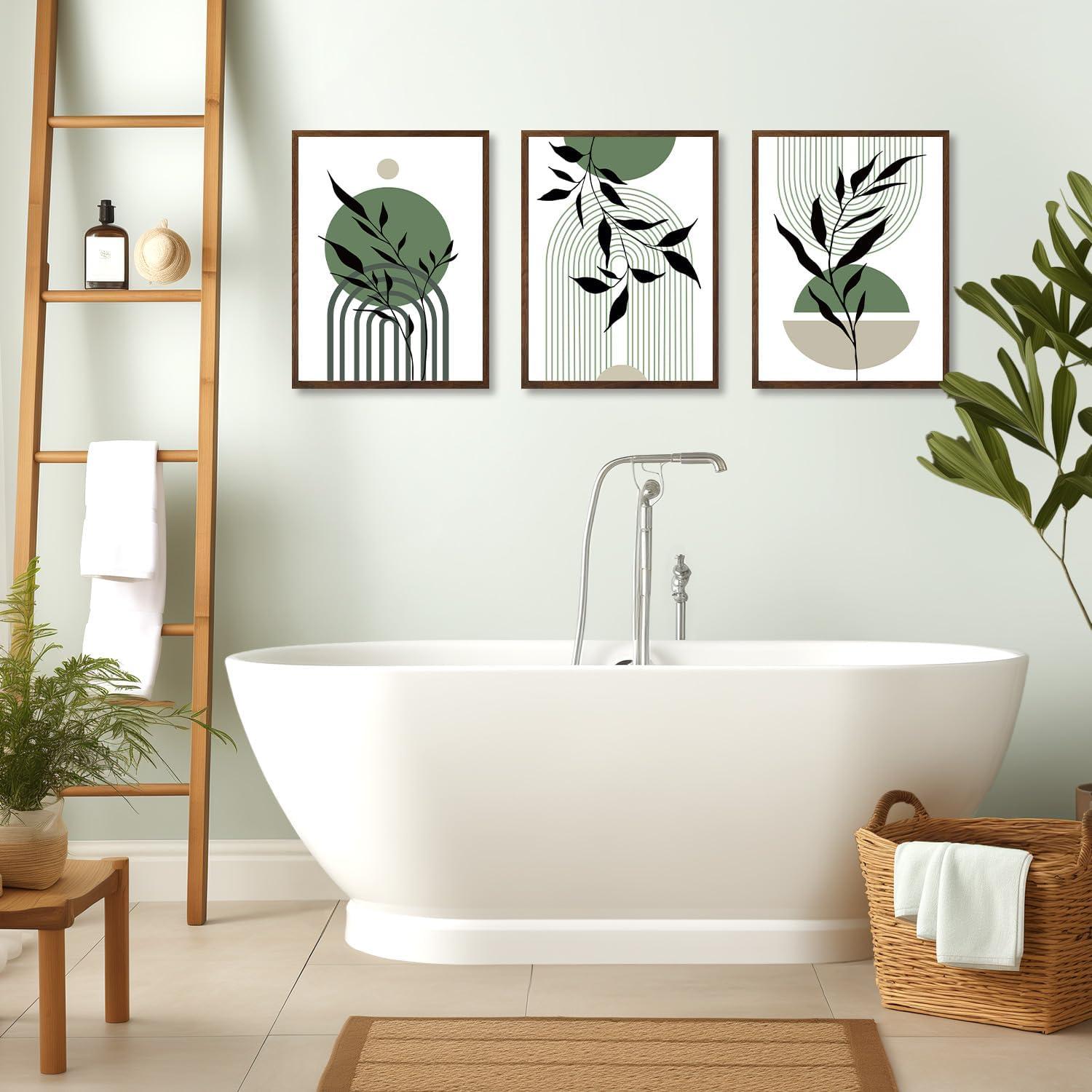 NymphFable A3 Salbei Grün Geometrische Linie Poster Set 3er Wanddeko