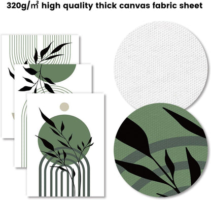 Boho Leinwand Poster Set Salbei Grün A3 Geometrische Linie Drucke