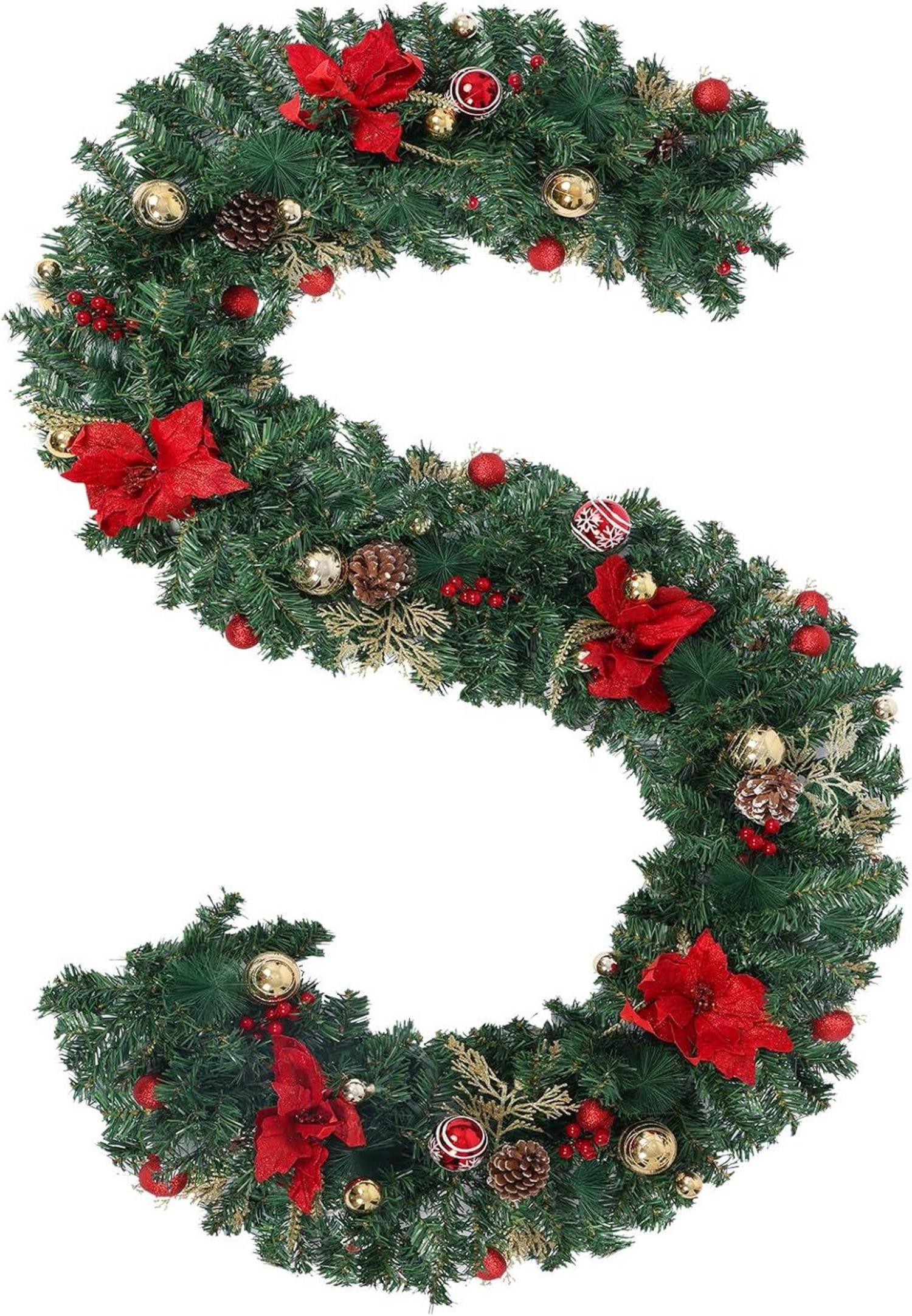 Weihnachtsgirlande Weihnachtsdekoration mit Blumen, roten