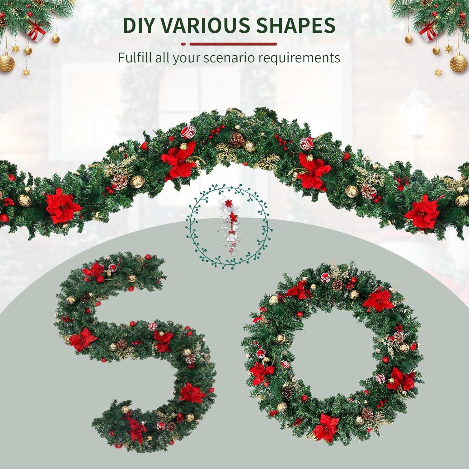 Weihnachtsgirlande Weihnachtsdekoration mit Blumen, roten