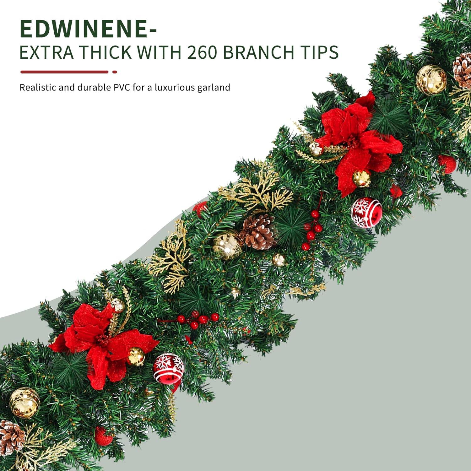 Weihnachtsgirlande 2,7 m PVC Blumen Beeren Tannenzapfen Innen Außen Christmas Garlands