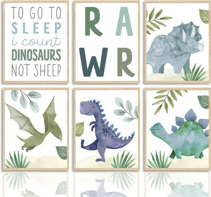 Dinosaurier Leinwand Poster Set Lustige Zitate für Kinderzimmer