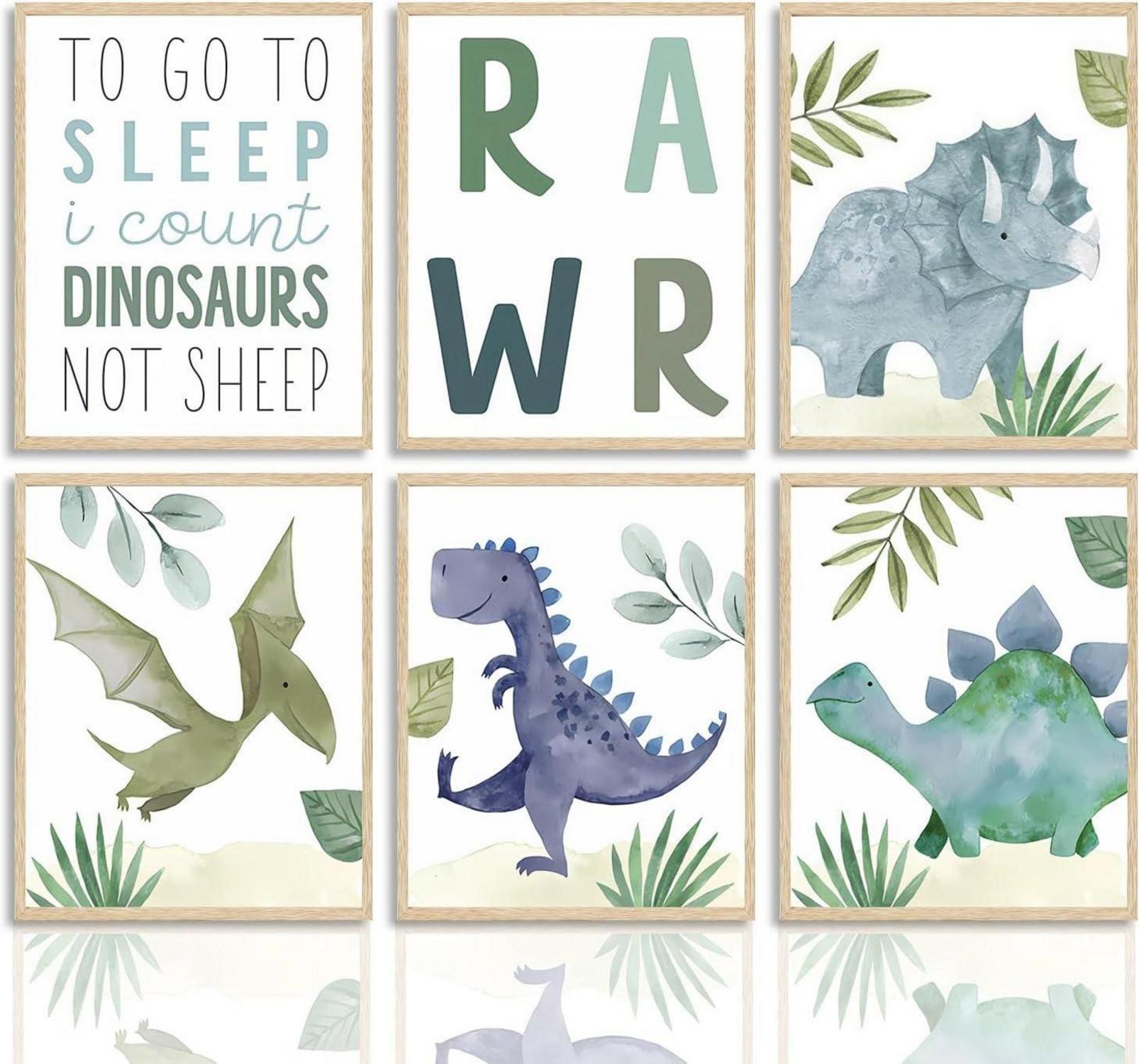 Dinosaurier Leinwand Poster Set Lustige Zitate für Kinderzimmer