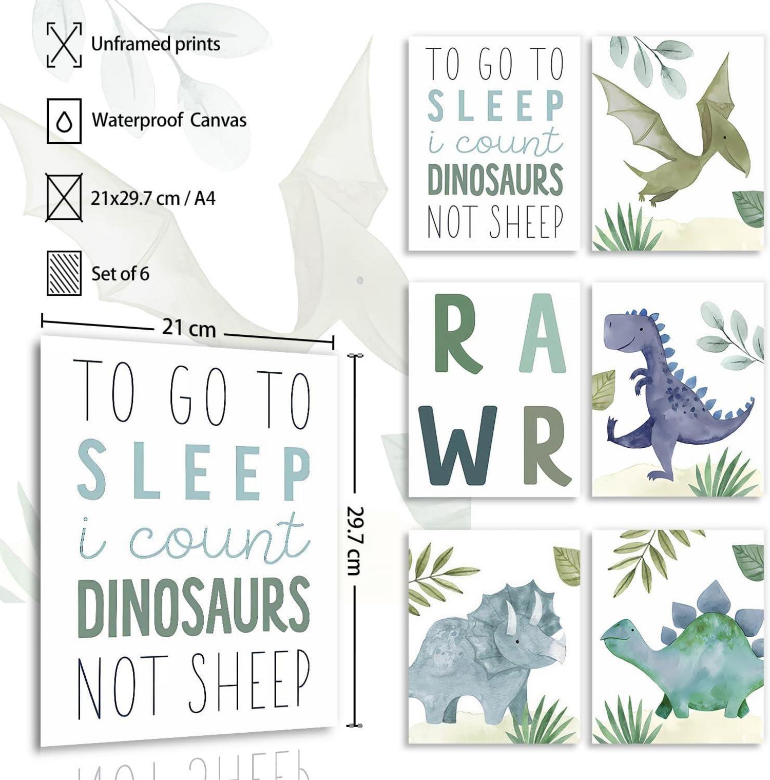 NymphFable Dinosaurier Leinwand Poster Set Lustige Zitate A4 Kinderzimmer