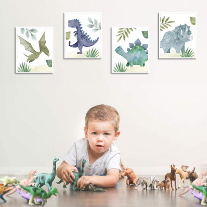 Dinosaurier Leinwandbilder Lustige Zitate für Kinderzimmer, Set von 6