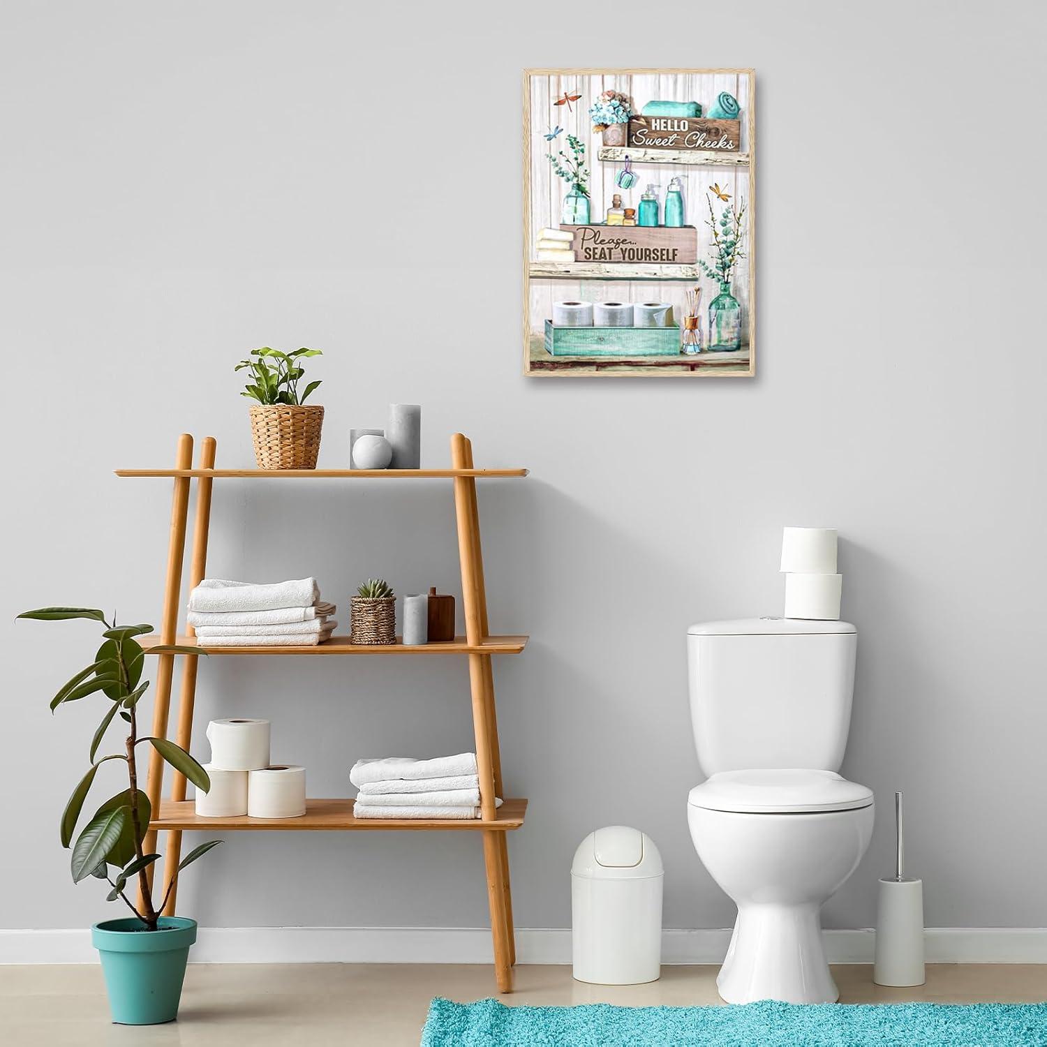 NymphFable A3 Rustikale Badezimmer Wanddeko Poster Blume Libelle Drucke