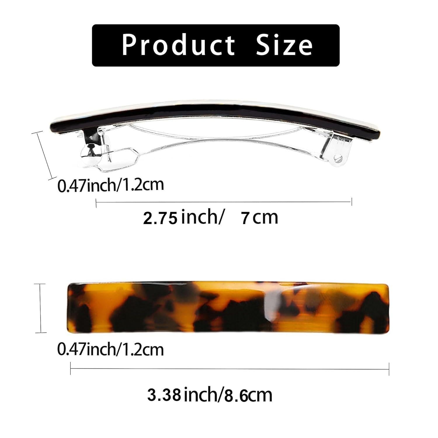 3er Set kleine Haarspangen Damen rechteckig schwarz elegant