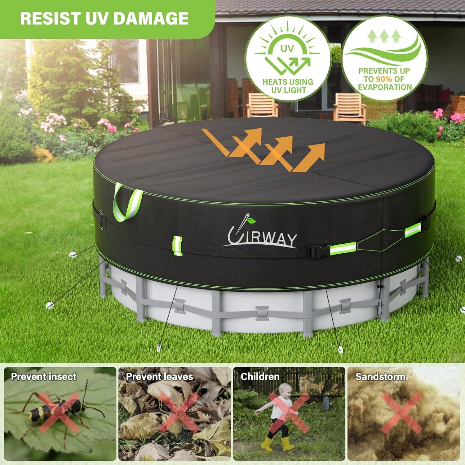 Runde Poolabdeckung 244 cm 420D Winterabdeckung UIRWAYUV-Schutz Kordelzug