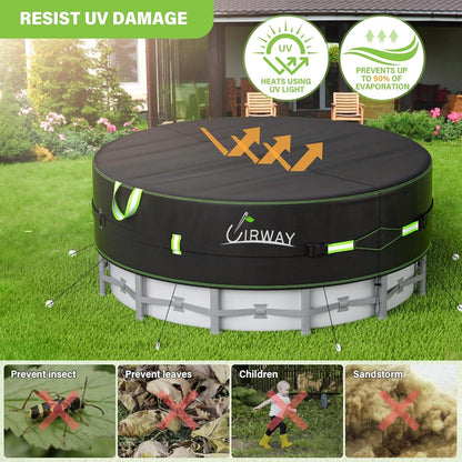 Runde Poolabdeckung 244 cm 420D Winterabdeckung UIRWAYUV-Schutz Kordelzug