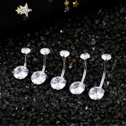 Bauchnabelpiercing Chirurgenstahl 14G mit Zirkonia, 8-16mm Länge