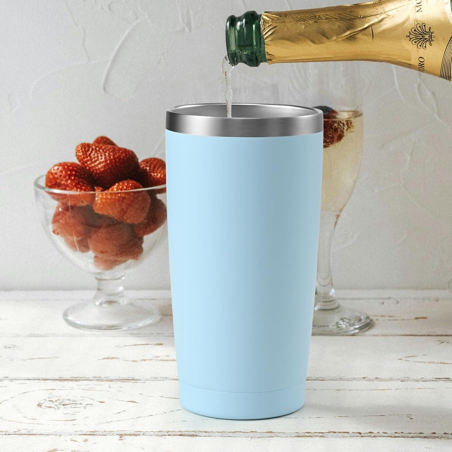 Livole 600 ml Thermobecher Kaffee to go Isolierter Trinkbecher Edelstahl Doppelwandig Tumbler Hellblau