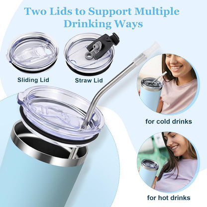 Livole 600ml Thermobecher Edelstahl Kaffee to go Isolierter Tumbler Blau 20oz