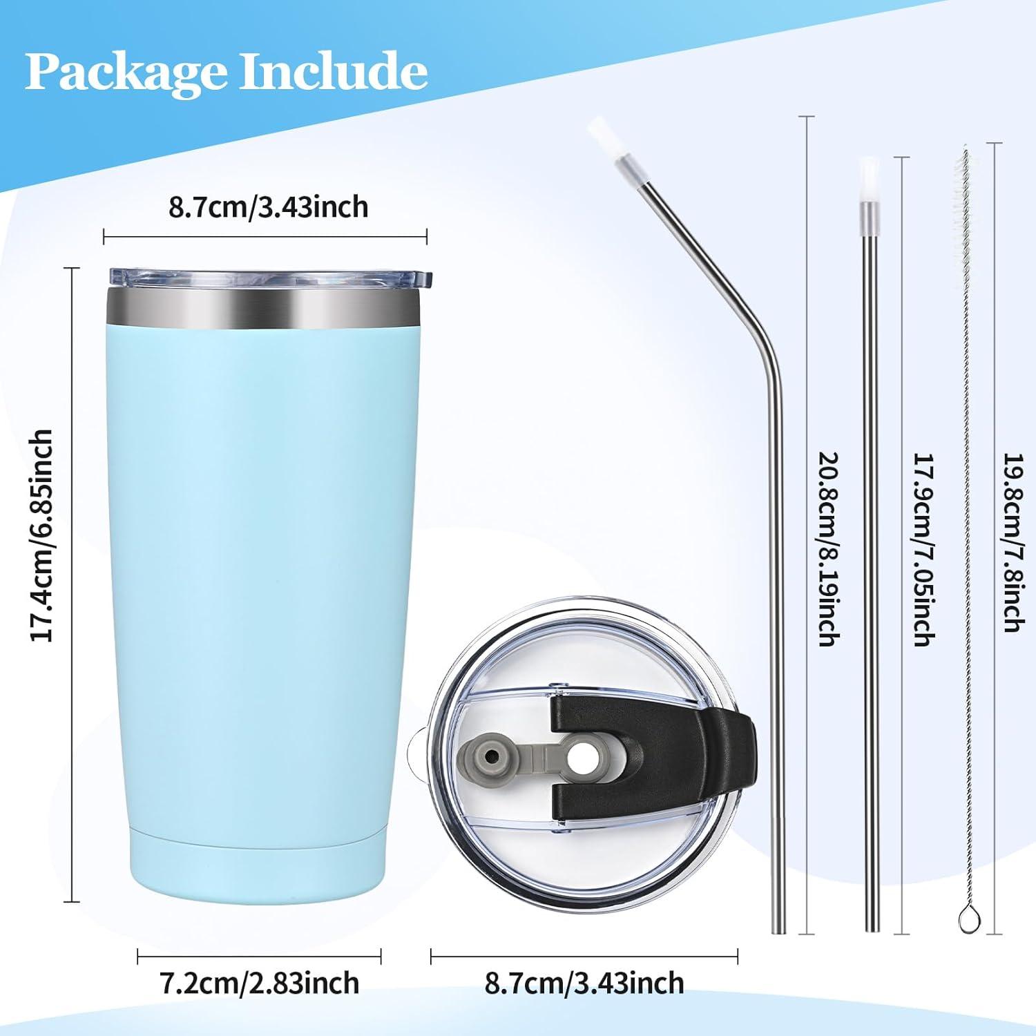 Livole 600ml Thermobecher Edelstahl Kaffee to go Isolierter Tumbler Blau 20oz