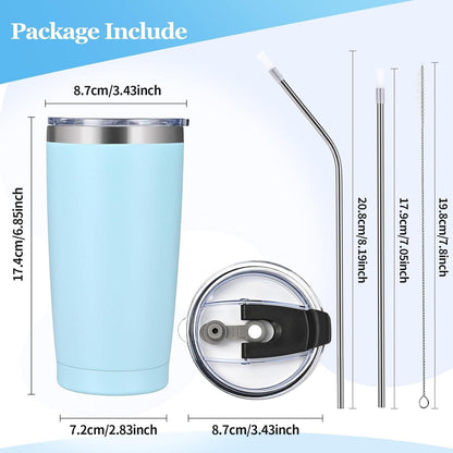 Livole 600ml Thermobecher Edelstahl Kaffee to go Isolierter Tumbler Blau 20oz