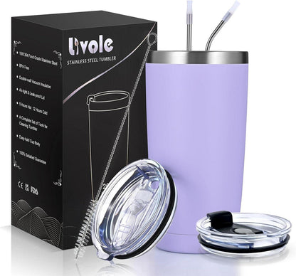 Isolierter Edelstahl Thermobecher mit Deckel und Strohhalm