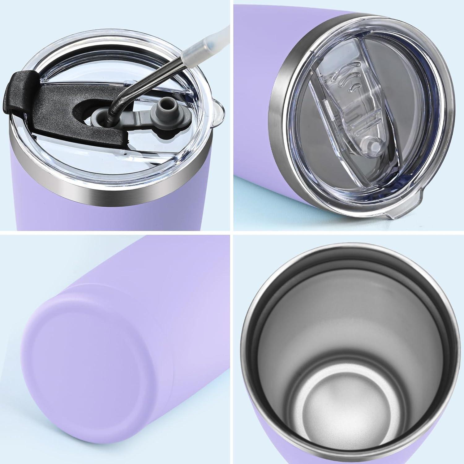 Livole 600ml Isolierter Thermobecher Kaffee to go Edelstahl Henkel Strohhalm