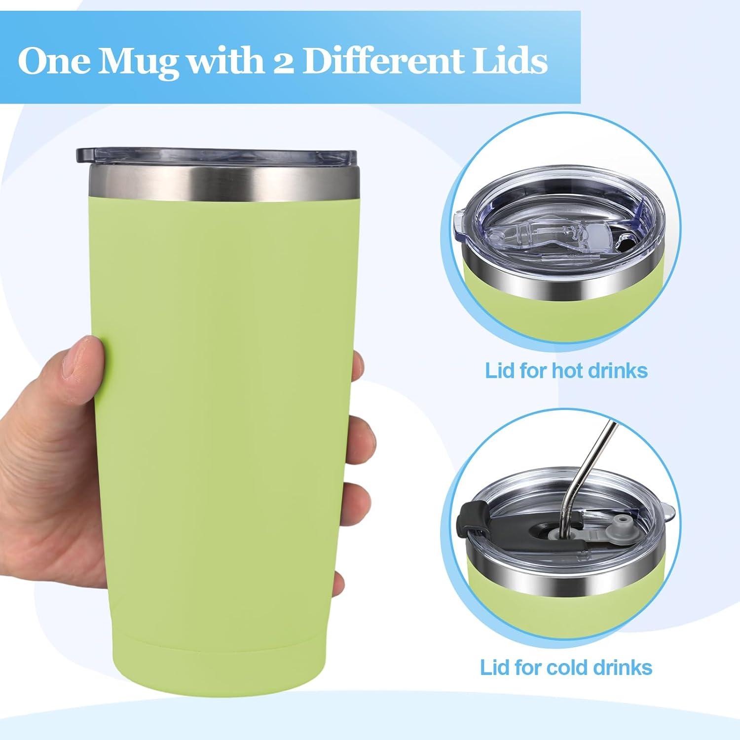 Livole 600ml Thermobecher Kaffee to go Isolierter Trinkbecher Edelstahl Tumbler Green