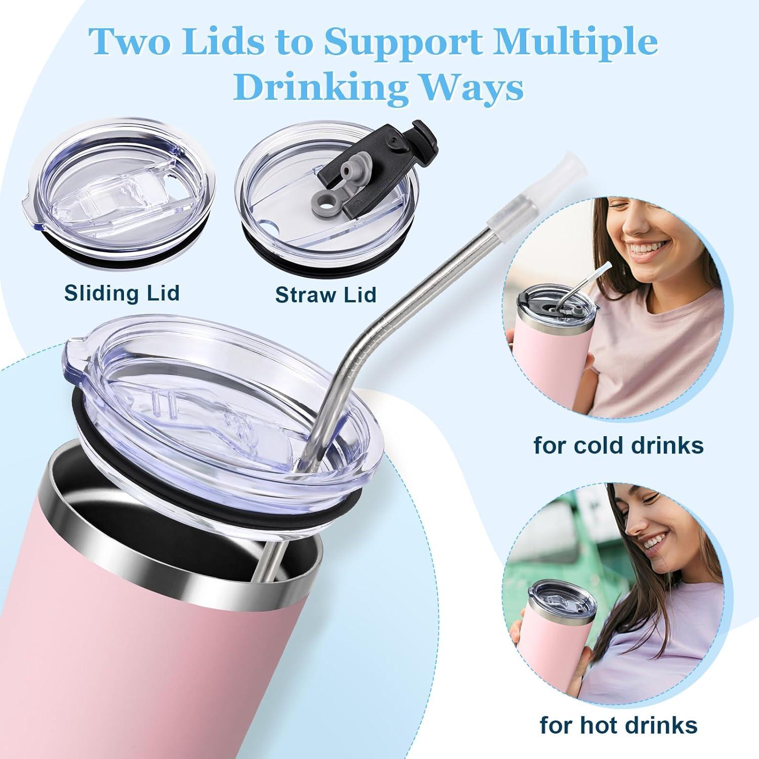 Thermobecher 600ml Edelstahl Kaffee to go Isoliert Tumbler Pink