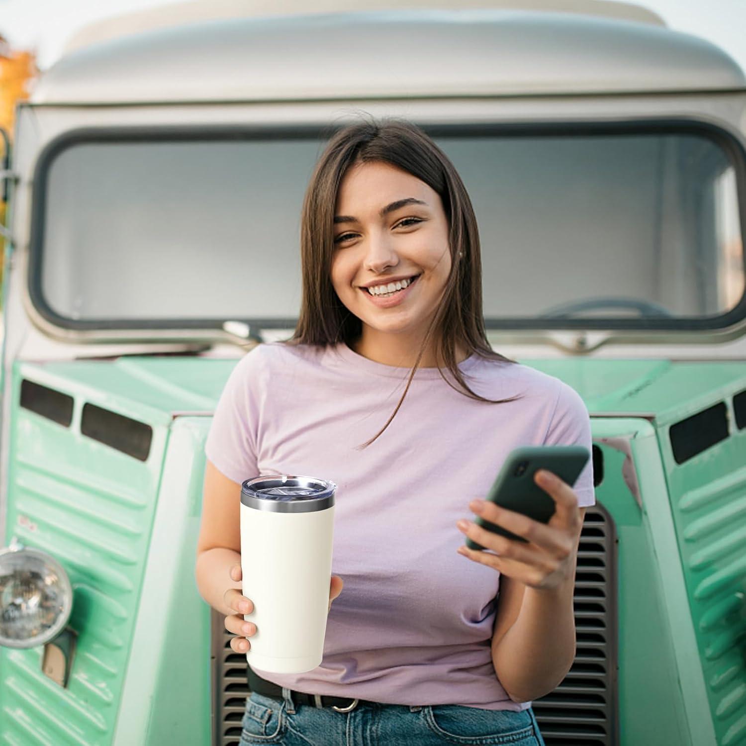 Livole 600ml Thermobecher Kaffee to go Edelstahl Trinkbecher Deckel Strohhalm