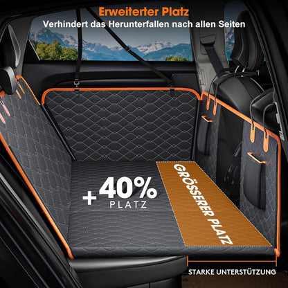 Hundedecke Auto Rückbank 4-in-1 mit Netzfenster & Aufbewahrung