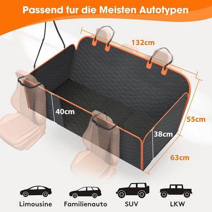 Hundedecke Auto Rückbank 4-in-1 mit Netzfenster & Aufbewahrung