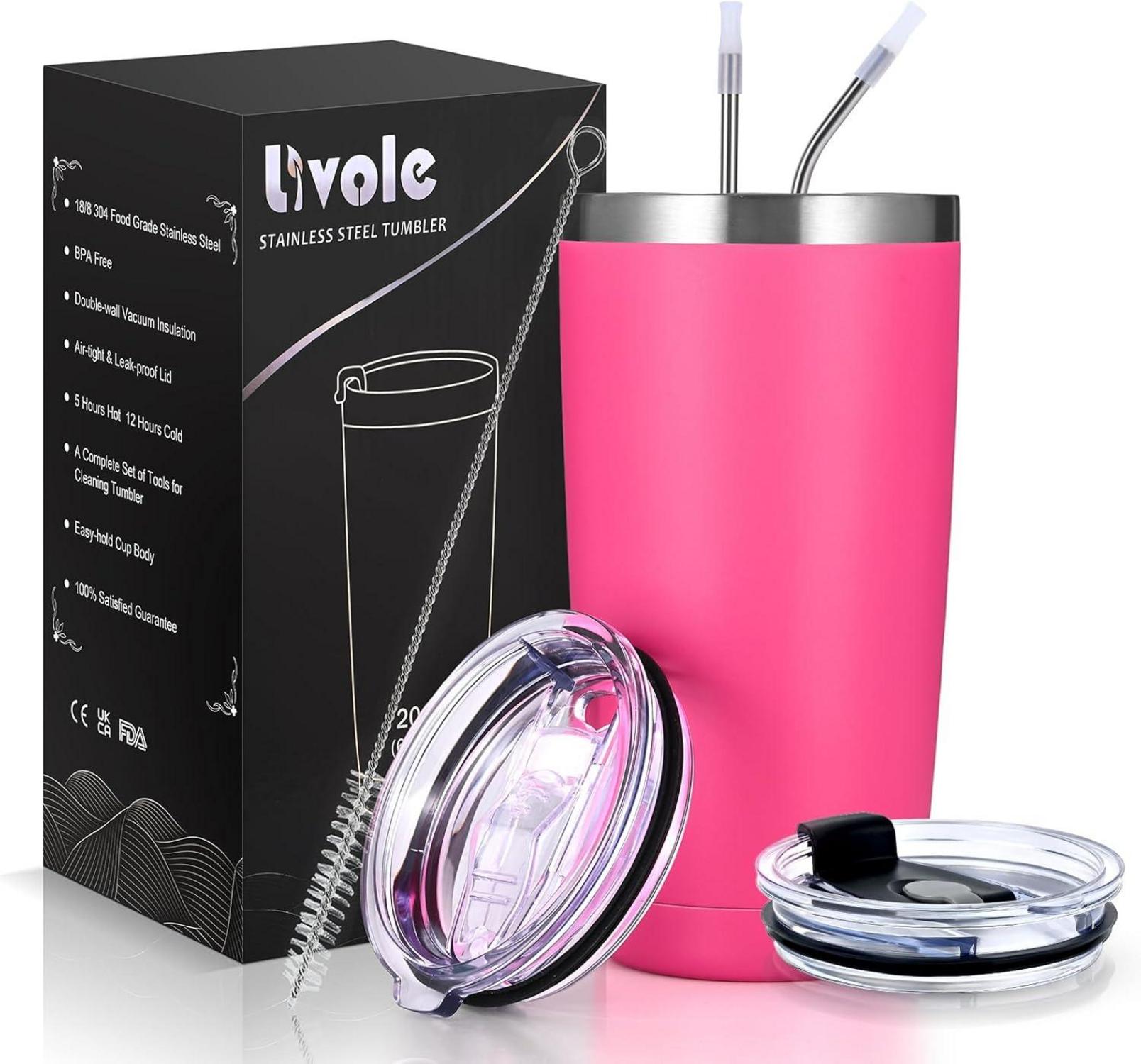 Thermobecher Kaffee to go Isolierter Trinkbecher 20oz Henkel Deckel