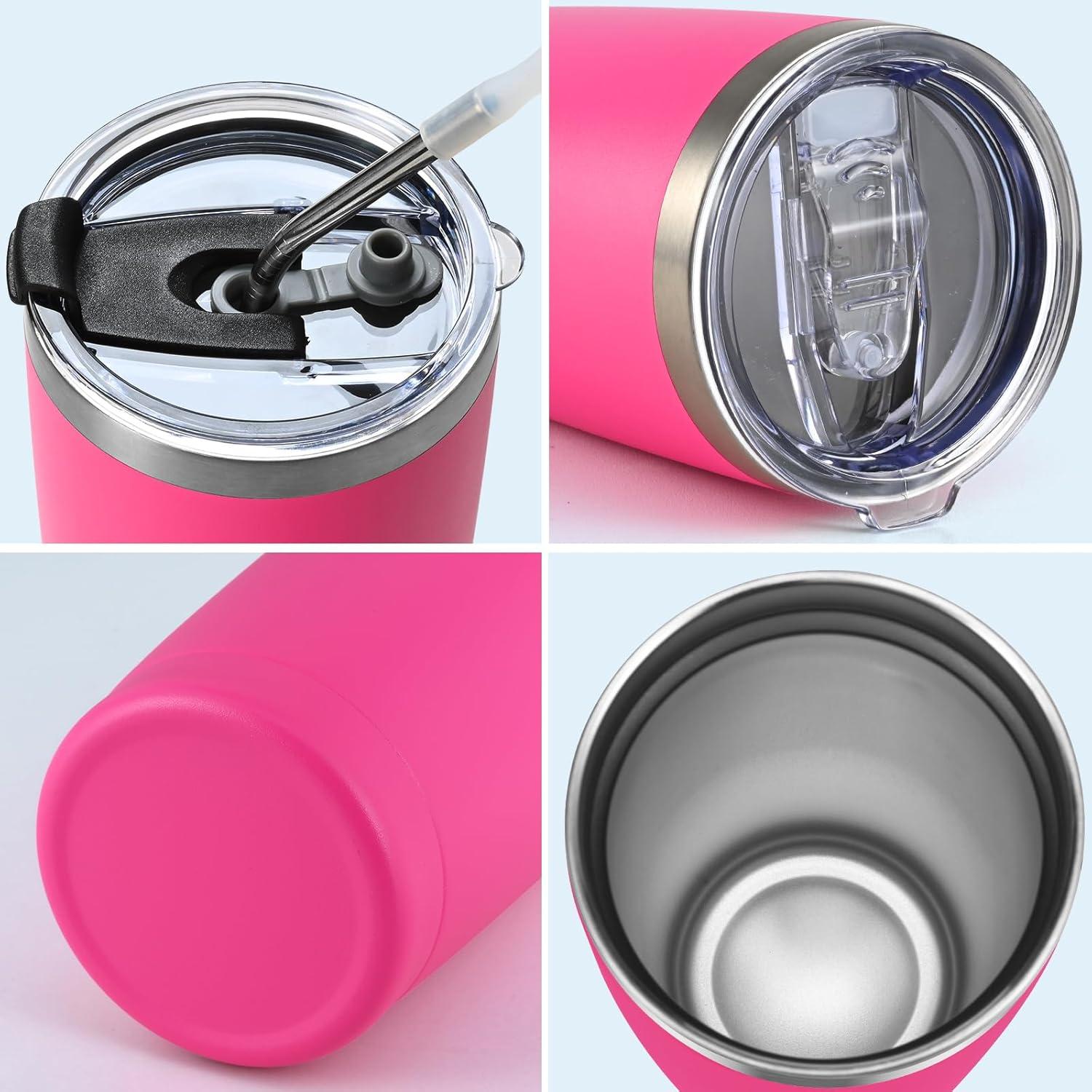 Livole 600ml Thermobecher Kaffee to go Isolierter Trinkbecher Strohhalm