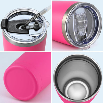 Livole 600ml Thermobecher Kaffee to go Isolierter Trinkbecher Strohhalm