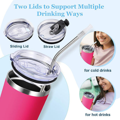 600ml Thermobecher Kaffee to go Isolierter Trinkbecher Henkel Deckel