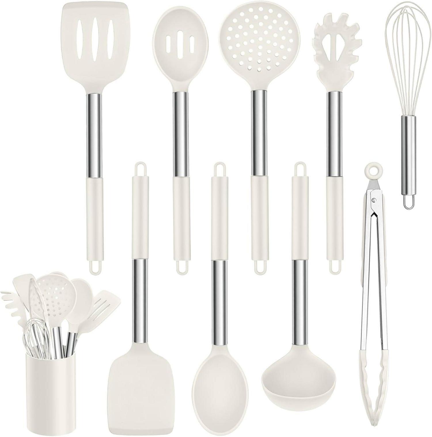 Silikon Küchenhelfer Set 10-teilig mit Edelstahlgriff