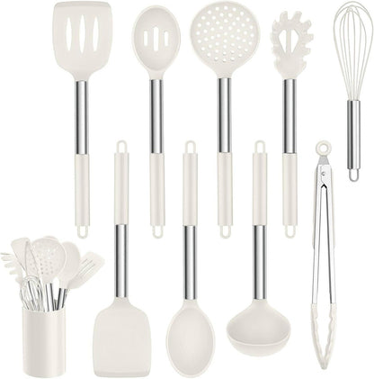 Silikon Küchenhelfer Set 10-teilig mit Edelstahlgriff