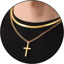 Kreuzkette Herren Mehrschichtig Edelstahl 316L Schwarz Gold Silber
