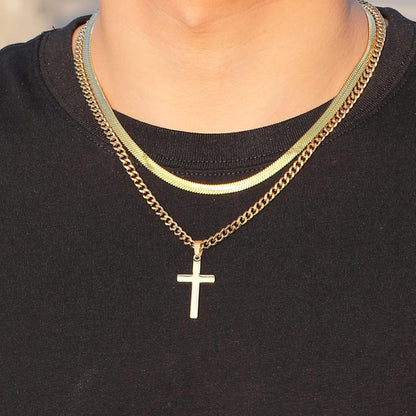 Kreuzkette Herren Silber Gold Schwarz Edelstahl Anhänger