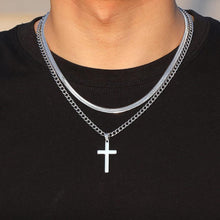 Esmoly Kreuzkette Herren Silber Gold Schwarz Edelstahl