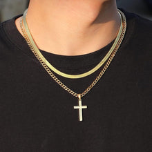 Kreuzkette Herren Silber Gold Schwarz Halskette Edelstahl