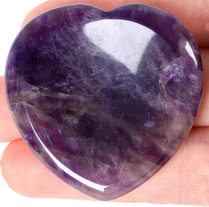 Amethyst Kristall Herz Edelstein Sorgenstein Bergkristall 40mm