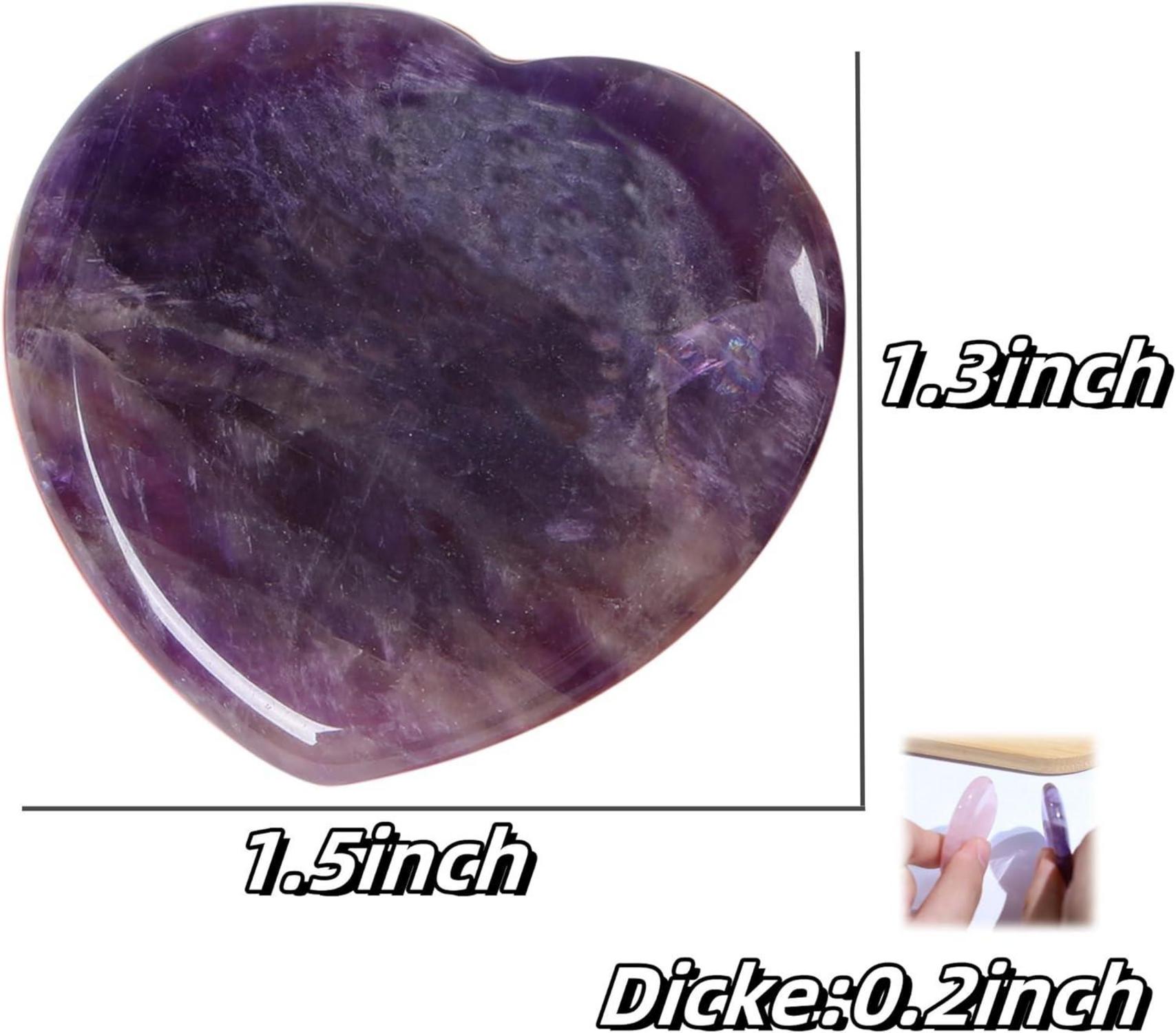 Amethyst Herz Sorgenstein Kristall 40mm Heilung Meditation
