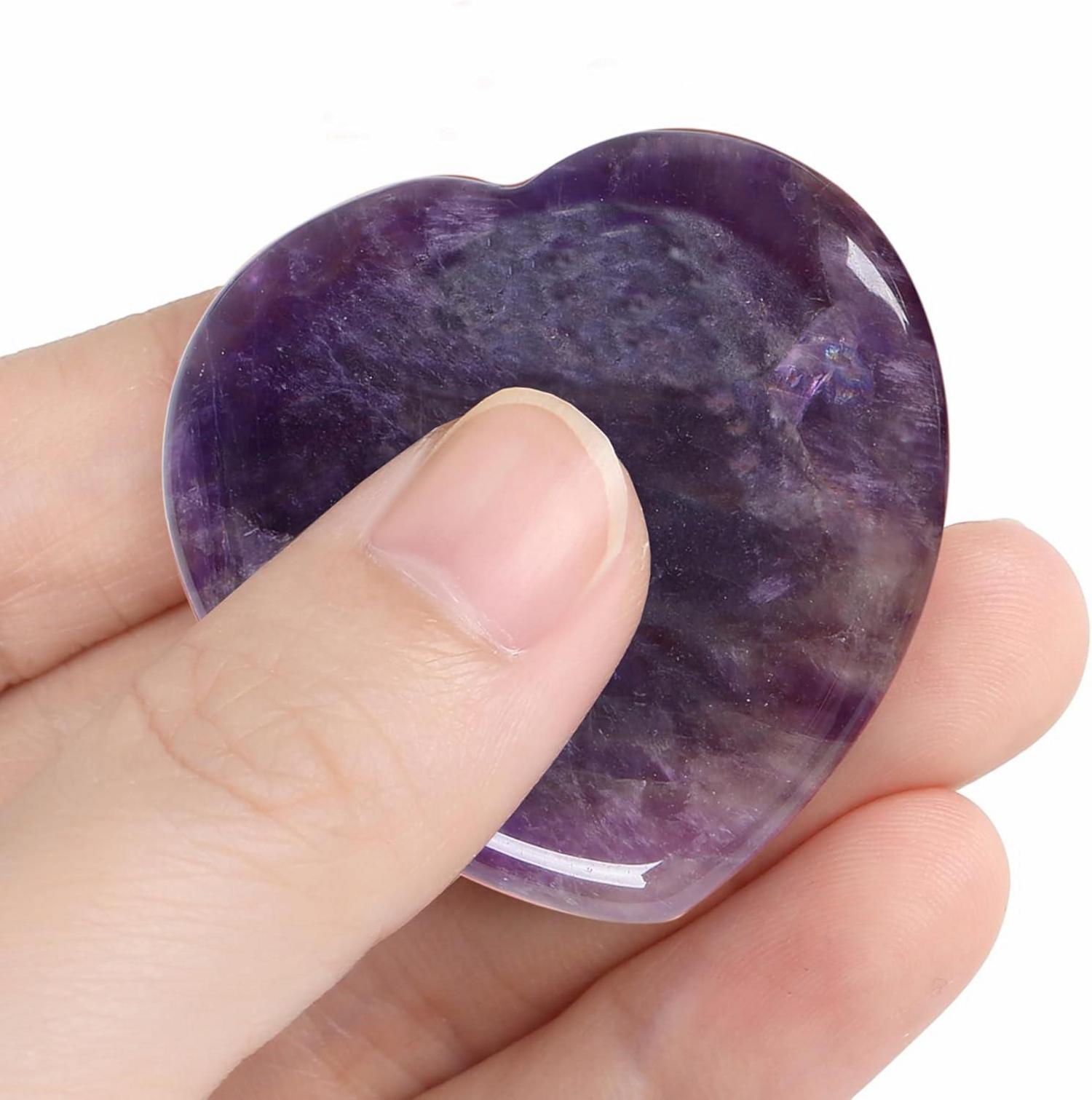 Amethyst Kristall Herz Edelstein Sorgenstein Bergkristall 40mm