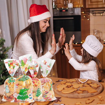 120 Weihnachts Zellophantüten Süßigkeitentüten Geschenk Candy-Tüten mit