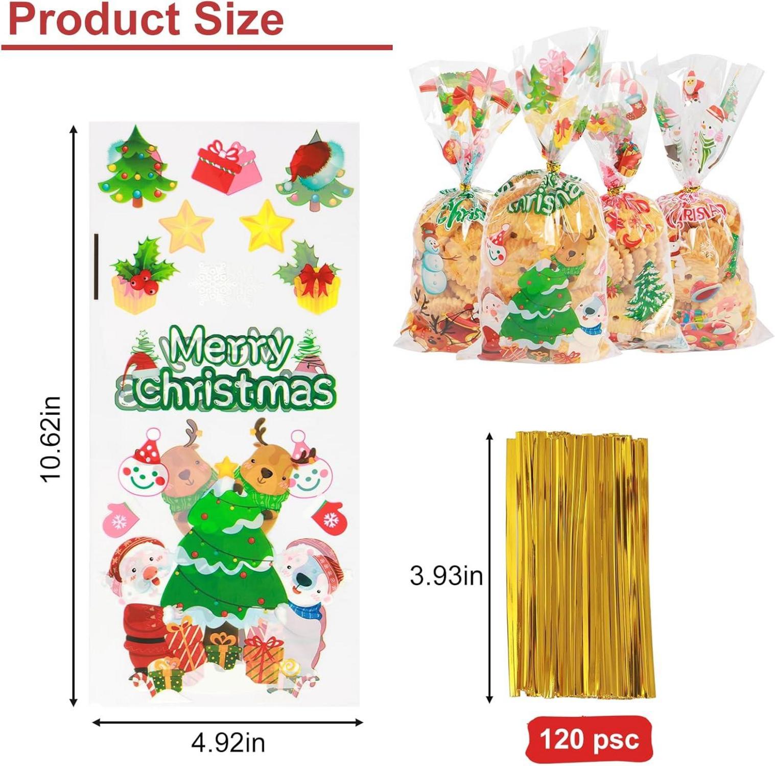 120x Weihnachten Zellophantüten Weihnachts-Süßigkeitstüten 150x
