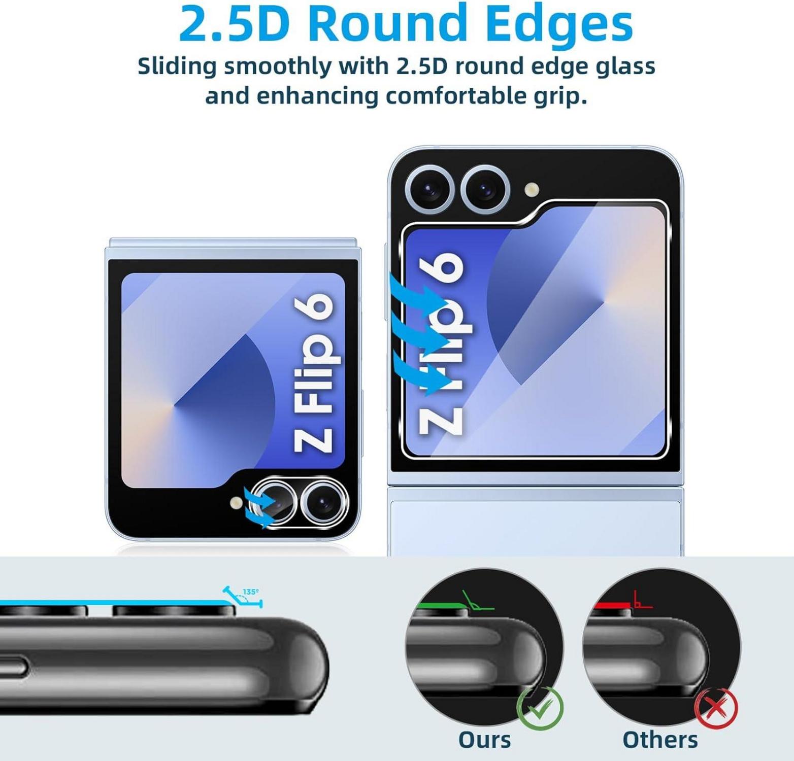 QULLOO Panzerglas Schutzfolie für Samsung Galaxy Z Flip 6 5G Display
