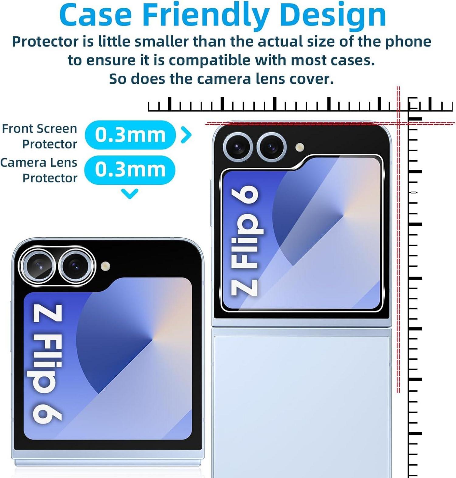 Display schutzfolie Samsung Galaxy Z Flip 6 5G Panzerglas Kameraschutz 2 Displayschutz 2 Kameraschutzfolie Transparent
