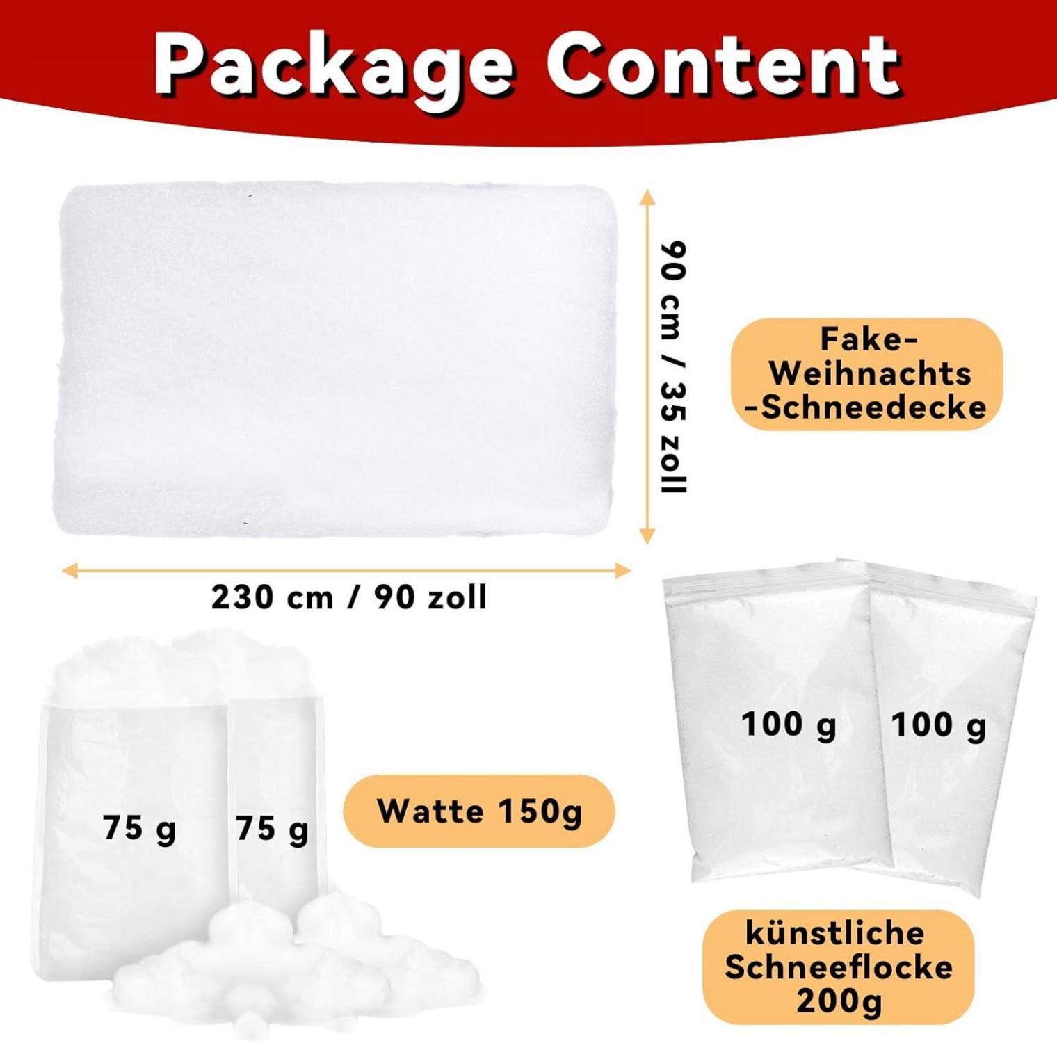 3-In-1 Kunsts. Weihnachtsdeko 90x230 cm Schneedecke