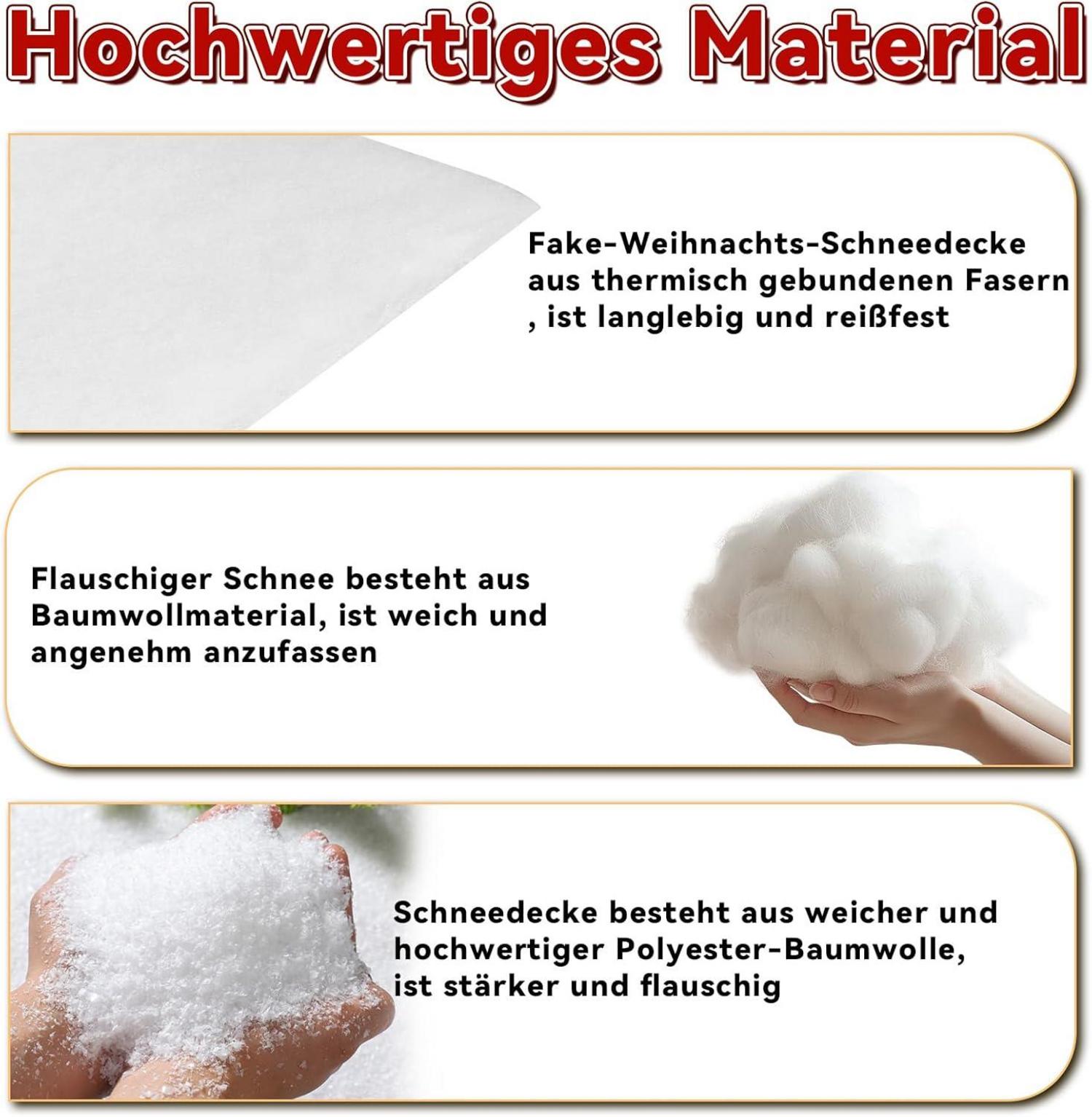 Weihnachtsdorf Deko Kunstschnee Set 350g Schnee Flocken Watte Glitzer