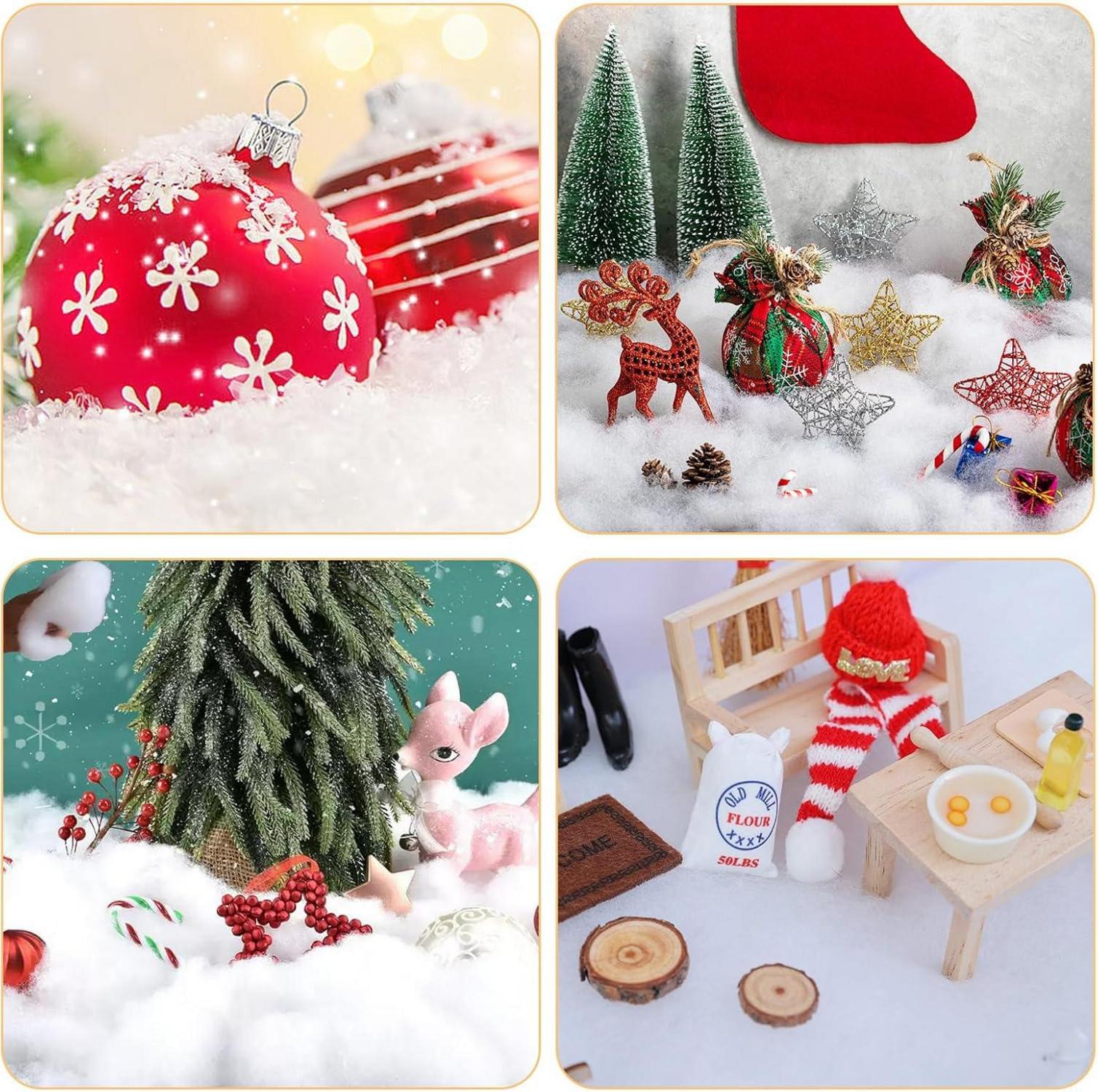 Weihnachtsdeko Schnee 3-in-1 Set 90x230cm Kunstschnee Glitzer Snowflake