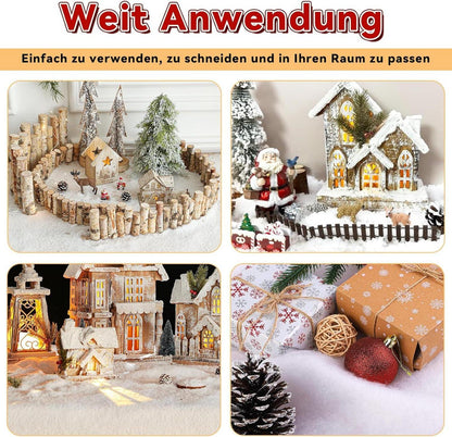 Weihnachtsdeko Schnee 3-in-1 Set 90x230cm Kunstschnee Glitzer Snowflake