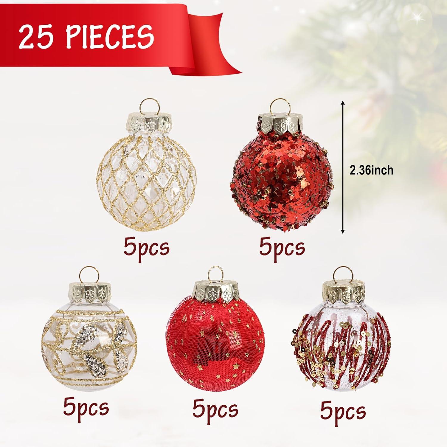 EDWINENE Weihnachtskugeln 25 Stück Weihnachtsbaumkugeln 6 cm