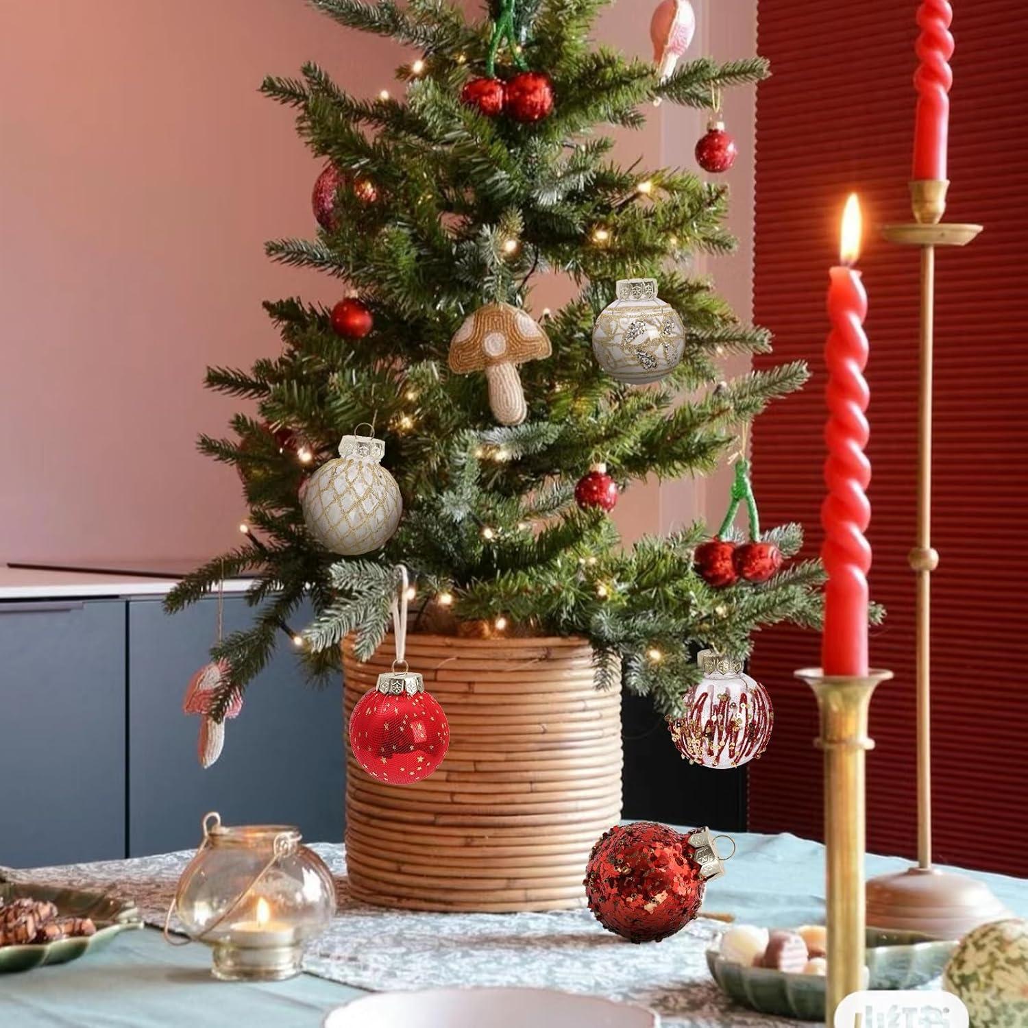 EDWINENE Weihnachtskugeln Dekoration 25 Stück 6 cm Kunststoff Shatterproof