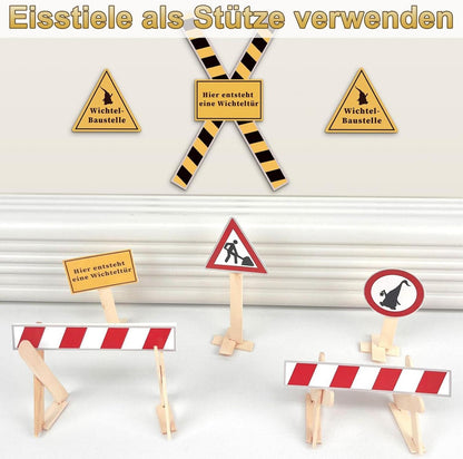Wichteltür Zubehör Baustelle Set 35 Stück Weihnachten Verkehrsschilder Kinder